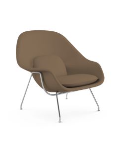 Poltrona Womb Chair sem Puff Cromada Sintético Marrom
