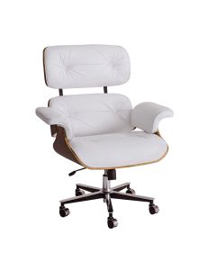 Poltrona Charles Eames Office Exec Couro Sintético Branco