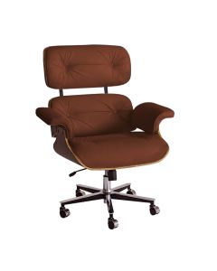 Poltrona Charles Eames Office Exec Couro Sintético Marrom