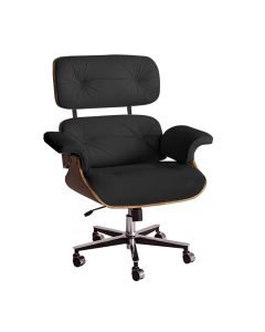 Poltrona Charles Eames Office Exec Couro Sintético Preto