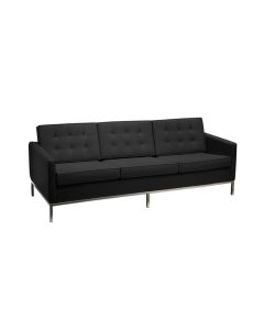 Sofa Fk 3 Lugares 100% Couro Natural Legitimo Preto