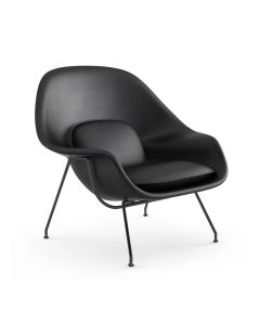 Poltrona Womb Chair sem Puff Base Preta Sintético Preto