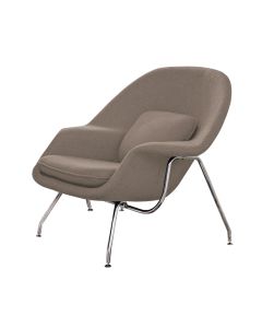 Poltrona Womb Chair sem Puff Cromada Linho Bege