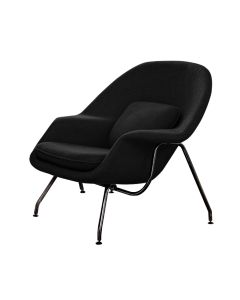 Poltrona Womb Chair sem Puff Base Preta Linho Preto
