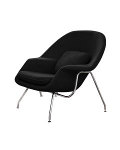 Poltrona Womb Chair sem Puff Cromada Linho Preto