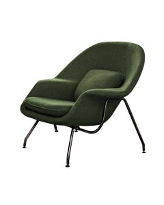 Poltrona Womb Chair sem Puff Base Preta Linho Verde